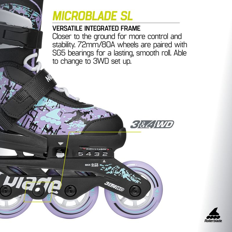 Children's inline skates Rollerblade Microblade SL Jr black/lavender/light blue 10