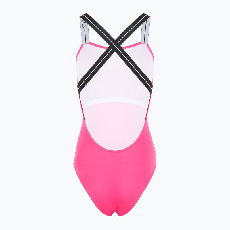 EA7 Emporio Armani Logo Tape One Piece swimsuit neon pink 2