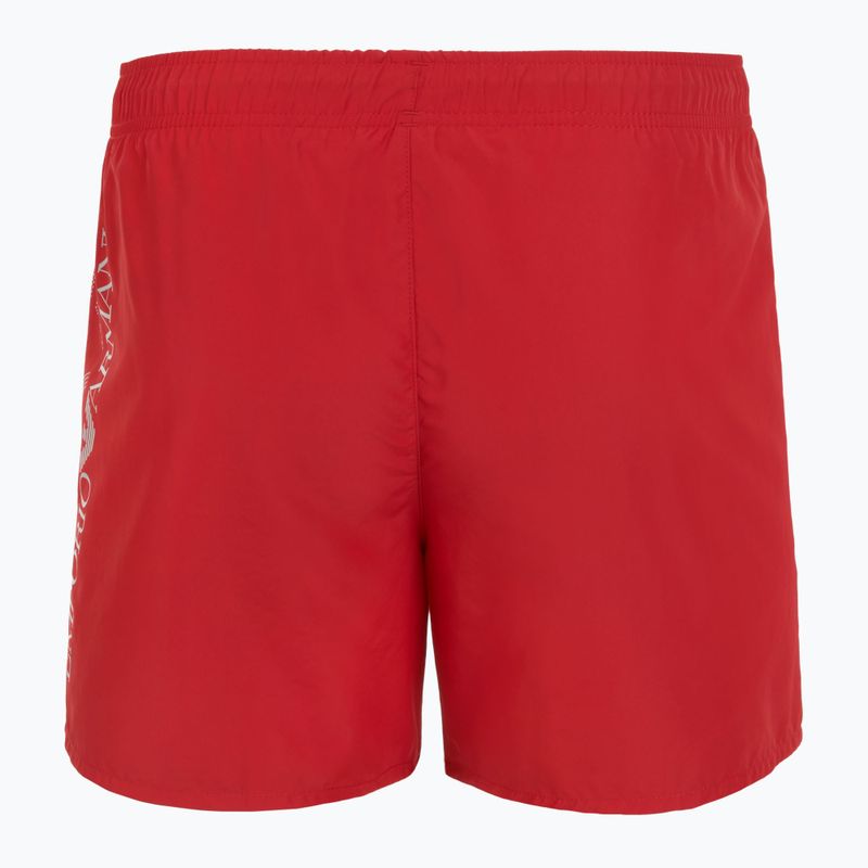 Men's EA7 Emporio Armani Swim Shorts With Oversized Logo equestrian red / silver 2