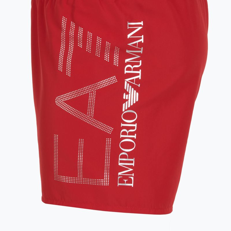 Men's EA7 Emporio Armani Swim Shorts With Oversized Logo equestrian red / silver 3