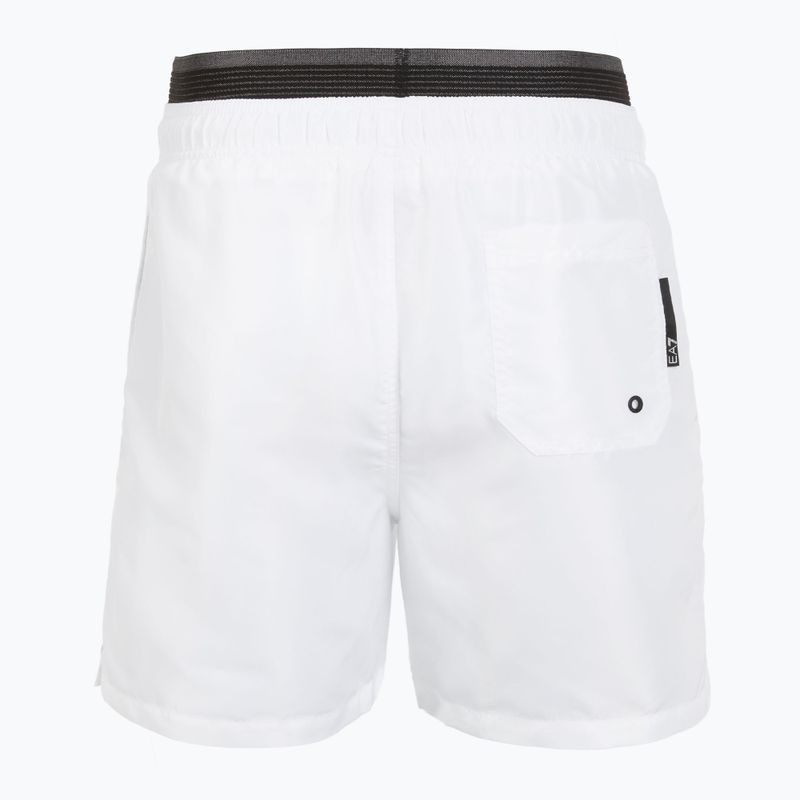 Men's EA7 Emporio Armani Logo Tape Boxer Swim Shorts white 2