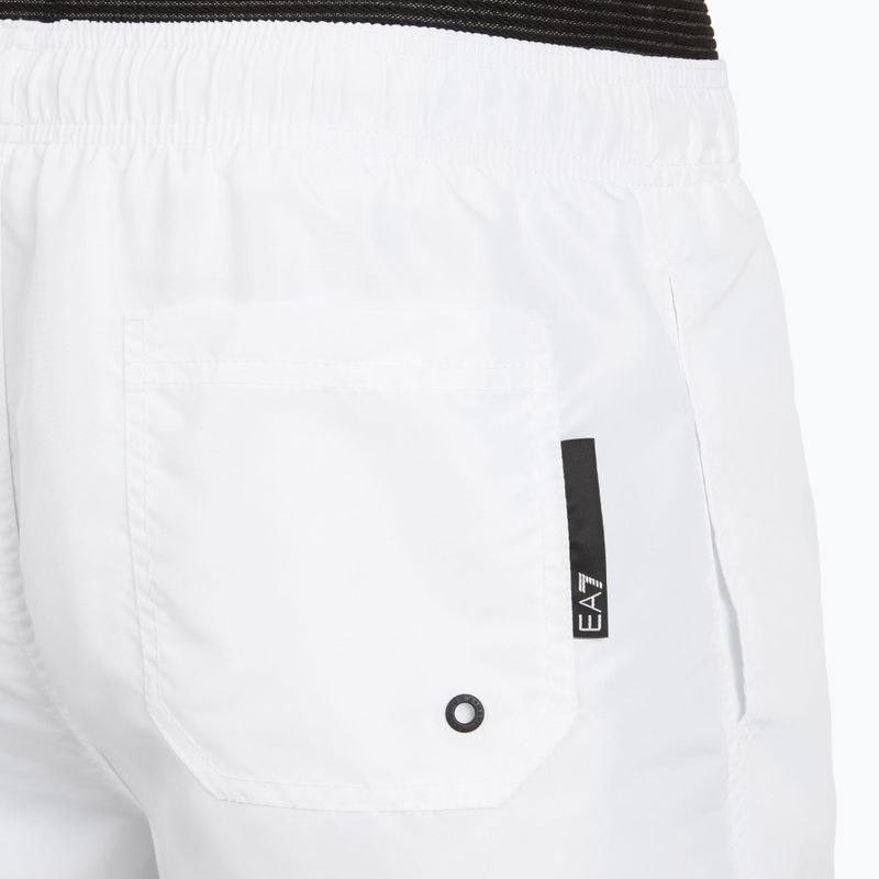 Men's EA7 Emporio Armani Logo Tape Boxer Swim Shorts white 4