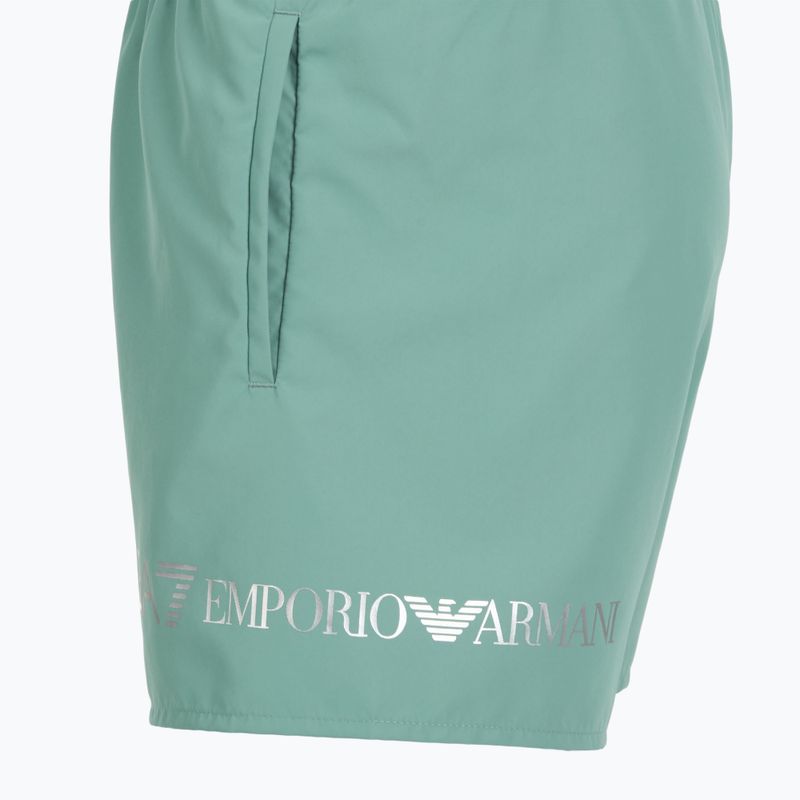 Men's EA7 Emporio Armani Extended Logo Boxer swim shorts mineral blue / silver 3