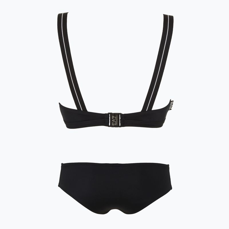 Women's two-piece swimsuit EA7 Emporio Armani Logo Tape Bikini Top black 2