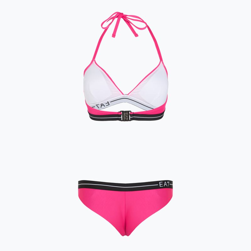 Women's two-piece swimsuit EA7 Emporio Armani Logo Tape Bikini Triangle neon pink 2