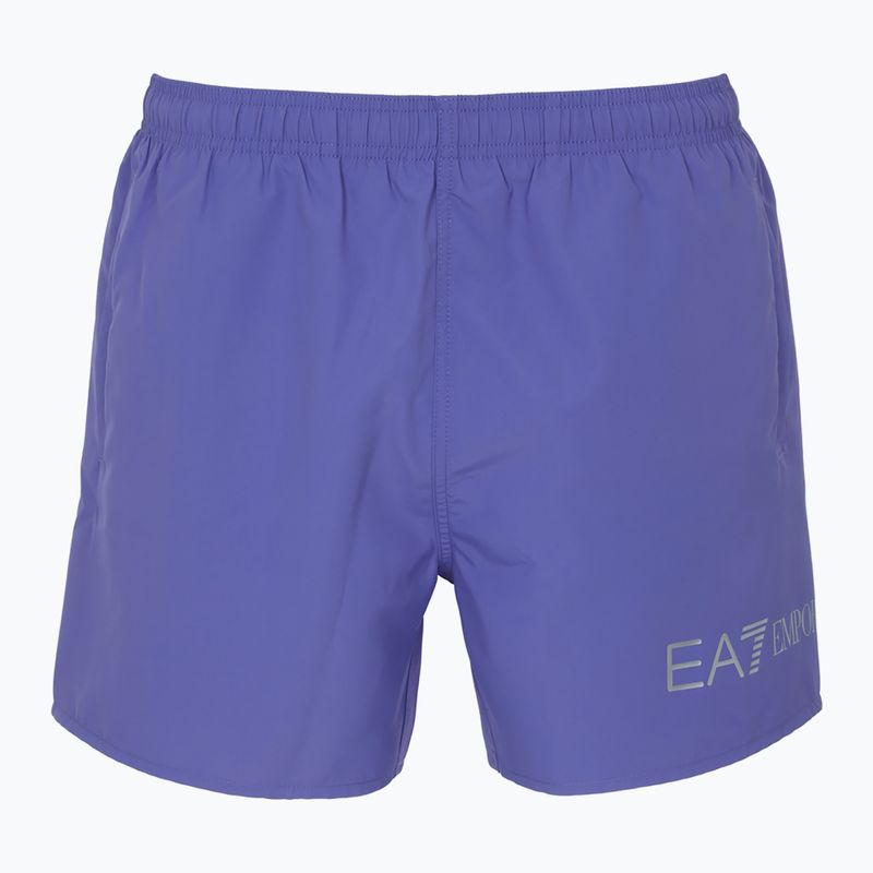 Men's EA7 Emporio Armani Extended Logo Boxer swim shorts corsican blue / silver 2