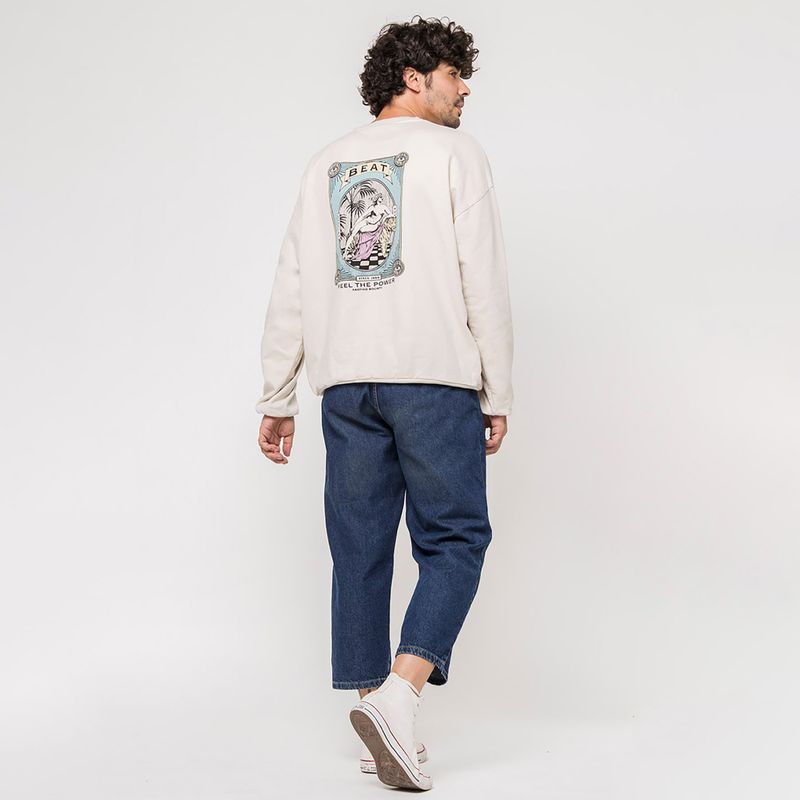 Men's sweatshirt Kaotiko Washed Feel the Power ivory 2