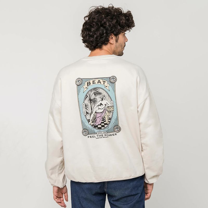 Men's sweatshirt Kaotiko Washed Feel the Power ivory 3