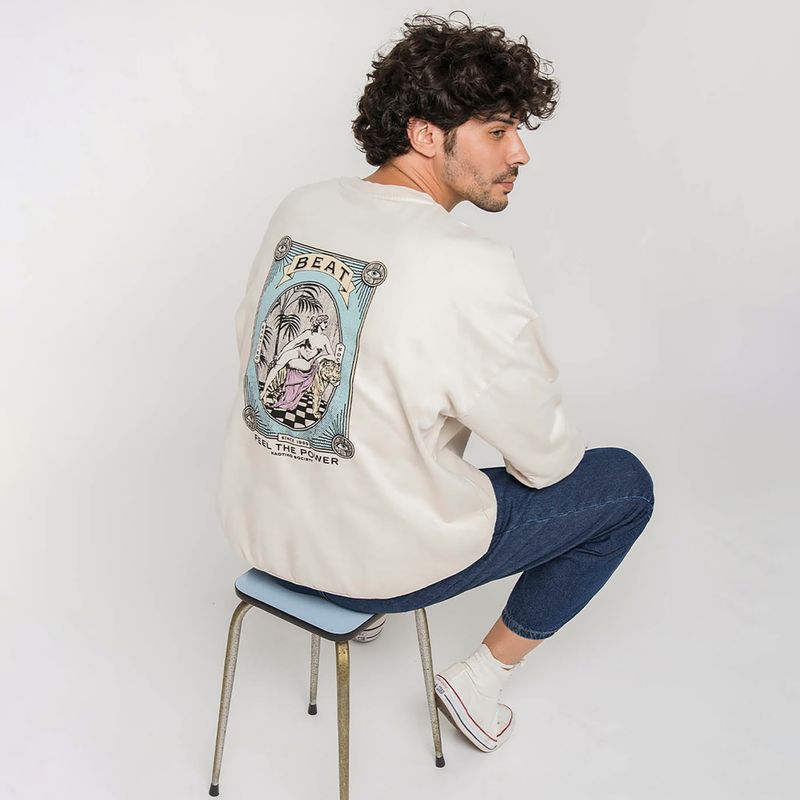Men's sweatshirt Kaotiko Washed Feel the Power ivory 4