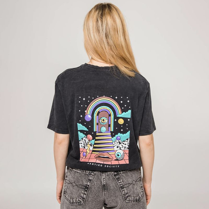 Women's T-shirt Kaotiko Washed 80'S black 3