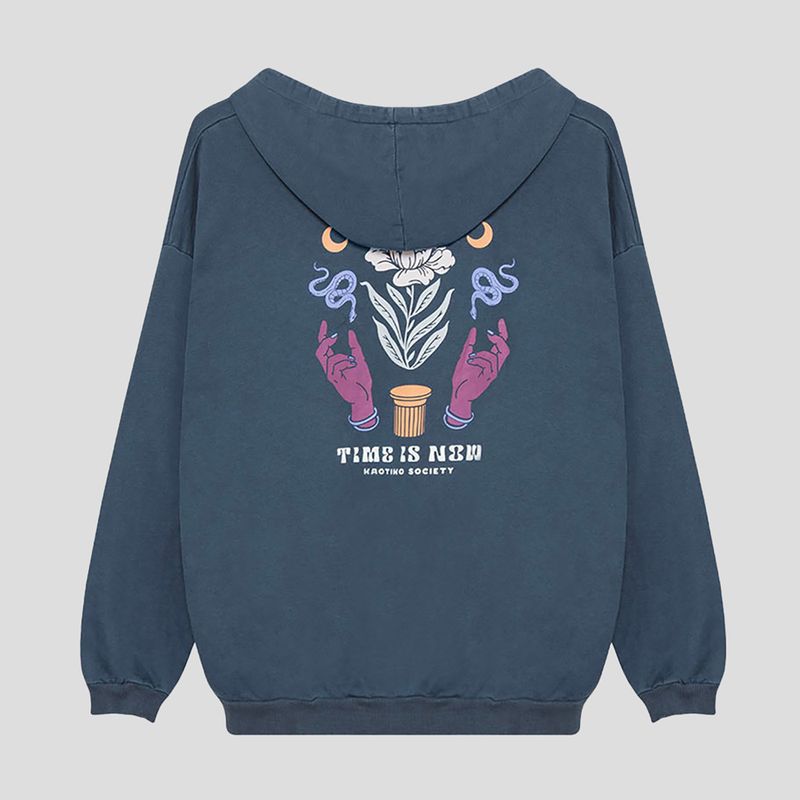 Women's sweatshirt Kaotiko Sud Cap Washed Time is Now marino 2