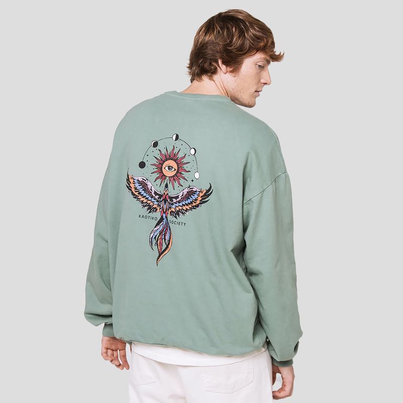 Men's sweatshirt Kaotiko Washed Phoenix green 2