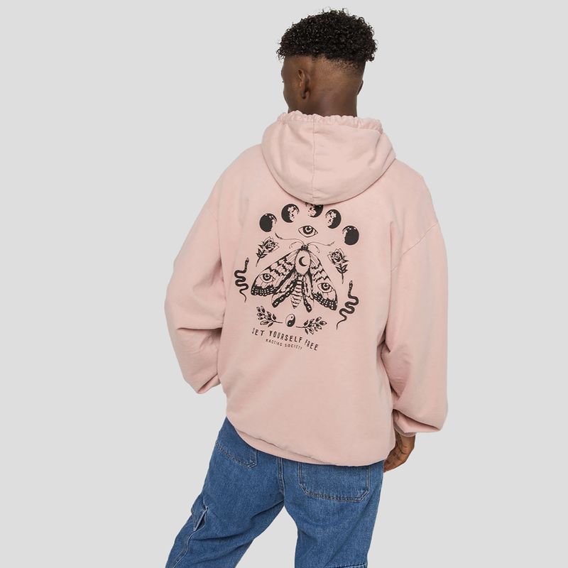 Women's sweatshirt Kaotiko Washed Moth pale pink 2