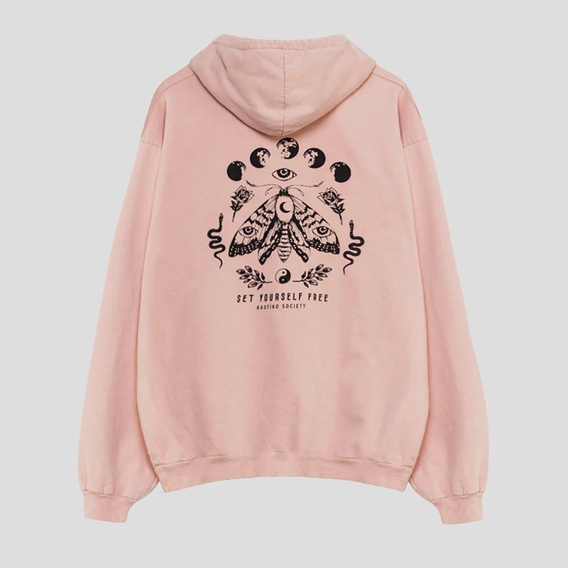 Women's sweatshirt Kaotiko Washed Moth pale pink 4