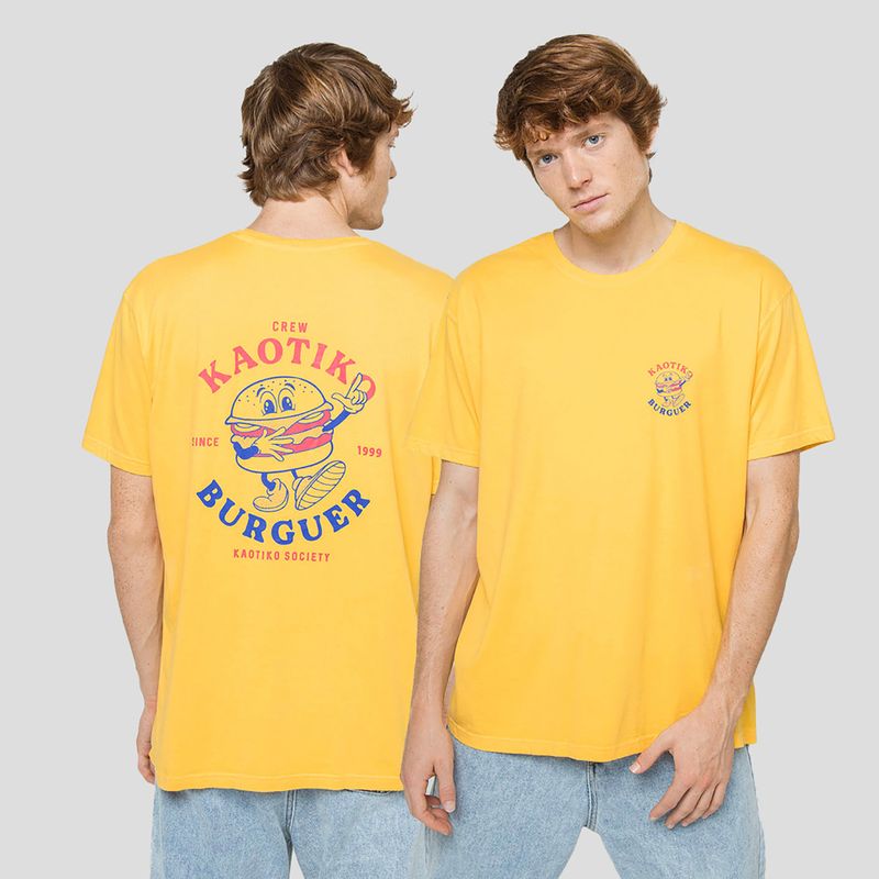 Men's T-shirt Kaotiko Washed Burguer yellow 3