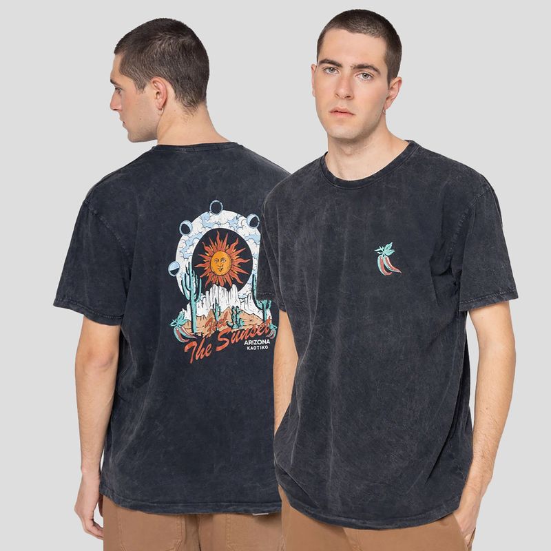 Men's T-shirt Kaotiko Washed Sunset black 3