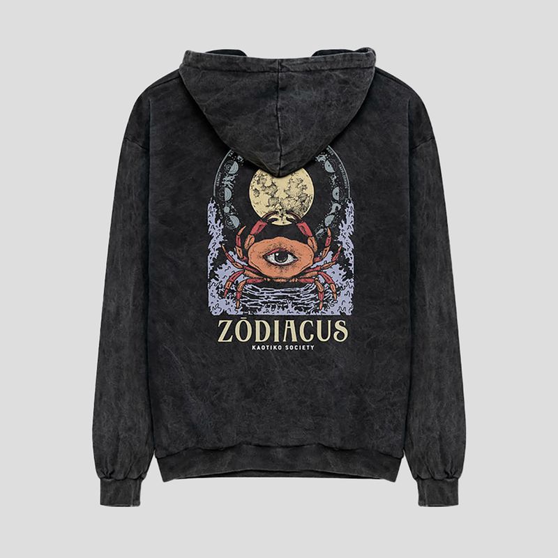 Men's sweatshirt Kaotiko Washed Zodiacus black 4