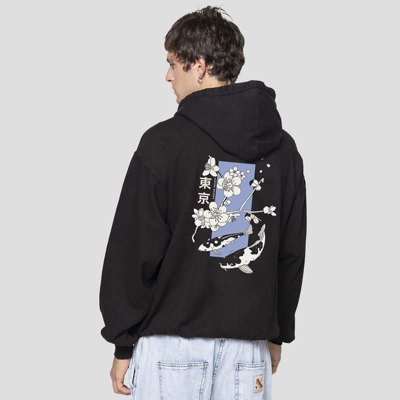 Men's sweatshirt Kaotiko Koi with hood black 2