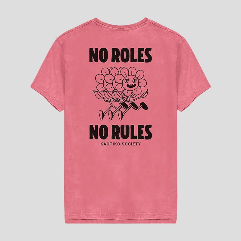 Men's Kaotiko Washed No Roles Flower pink flamingo T-shirt 2