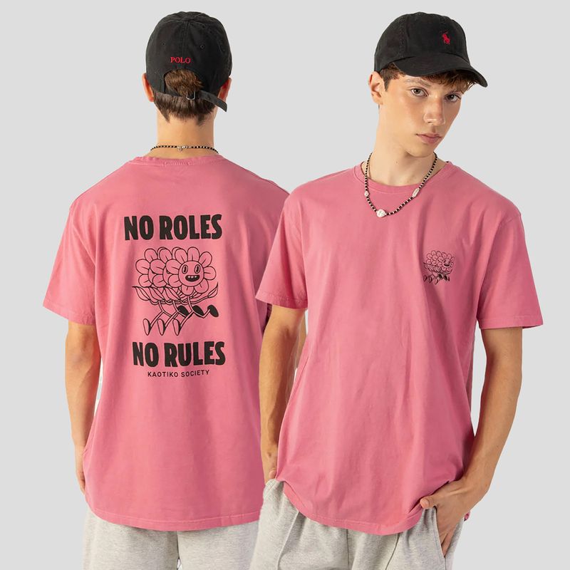 Men's T-shirt Kaotiko Washed No Roles Flower pink flamingo 4