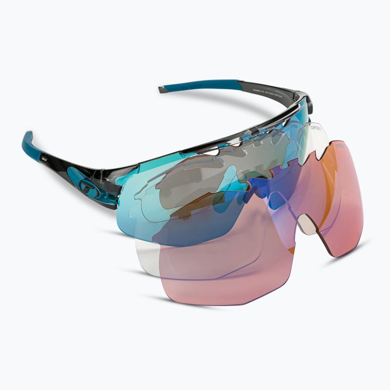Tifosi Sledge Lite Clarion crystal smoke/clarion blue/ac red/clear cycling glasses