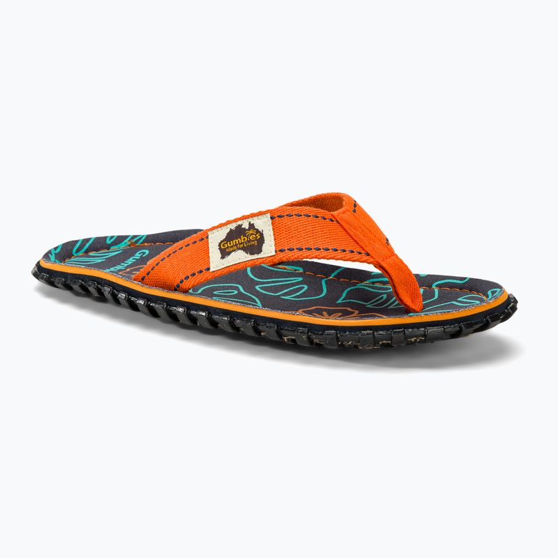 Gumbies Islander orange hibiscus flip flops