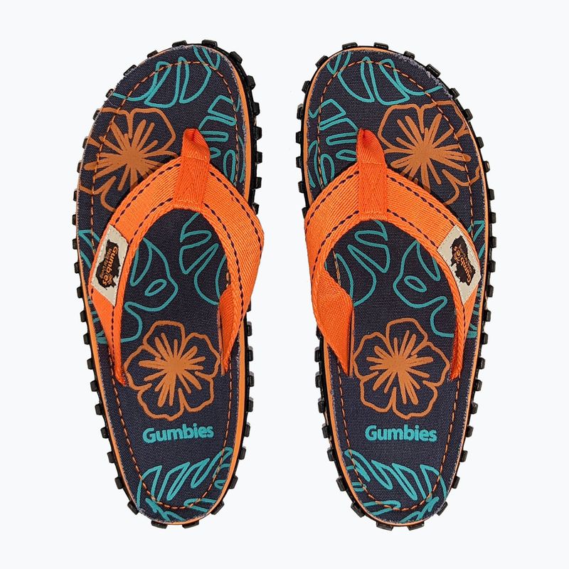 Gumbies Islander orange hibiscus flip flops 8