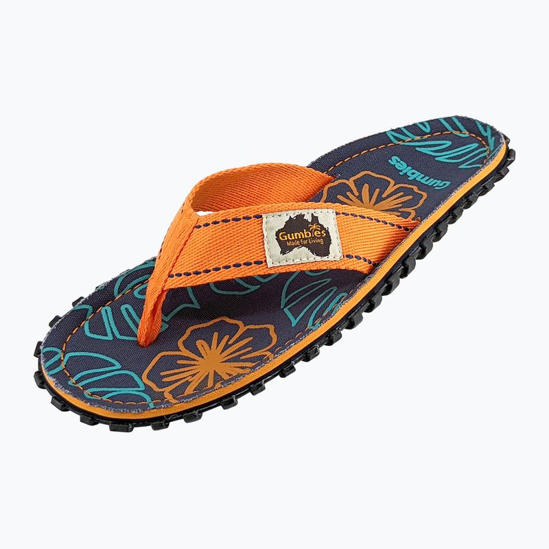 Gumbies Islander orange hibiscus flip flops 9