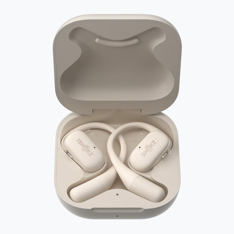 Shokz OpenFit beige wireless headphones