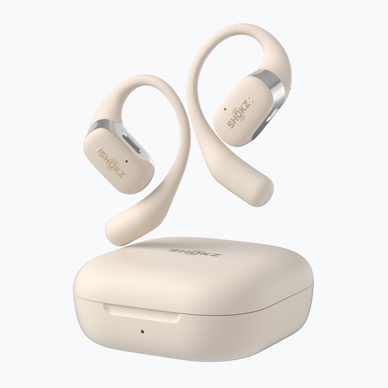 Shokz OpenFit beige wireless headphones 2