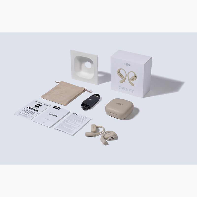 Shokz OpenFit beige wireless headphones 14