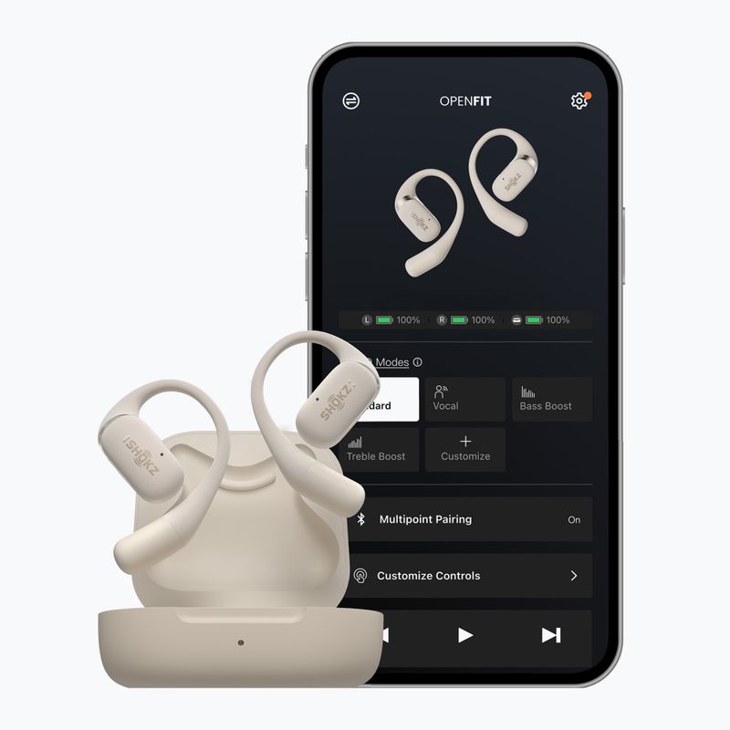 Shokz OpenFit beige wireless headphones 15