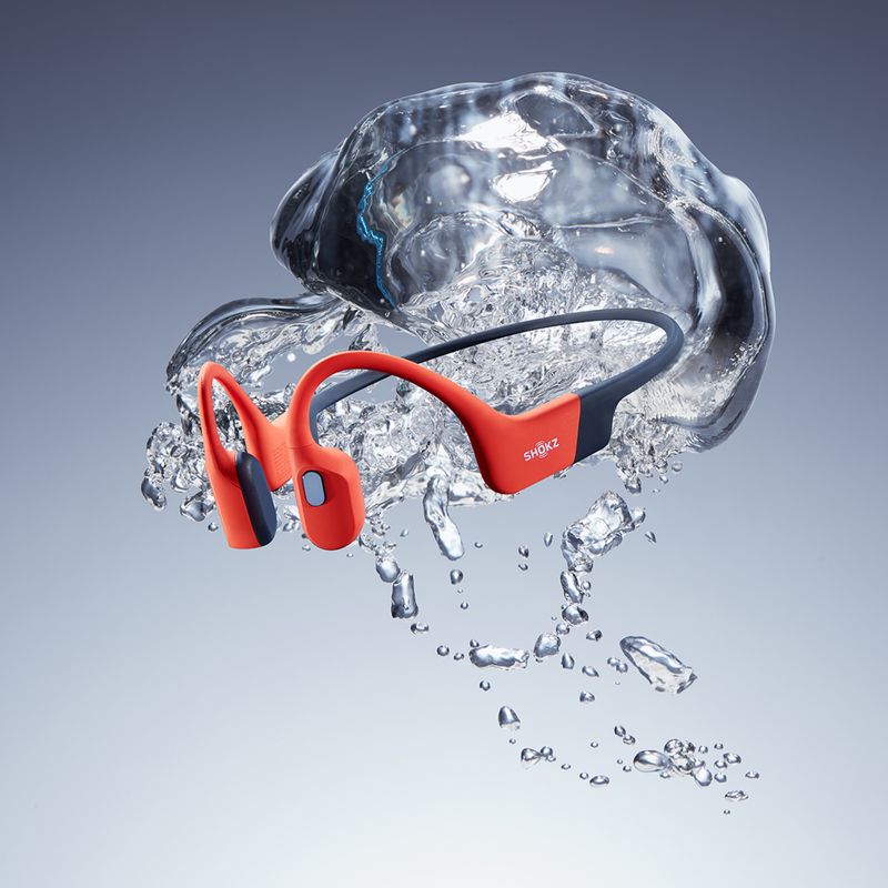 Shokz OpenSwim Pro red wireless headphones 14