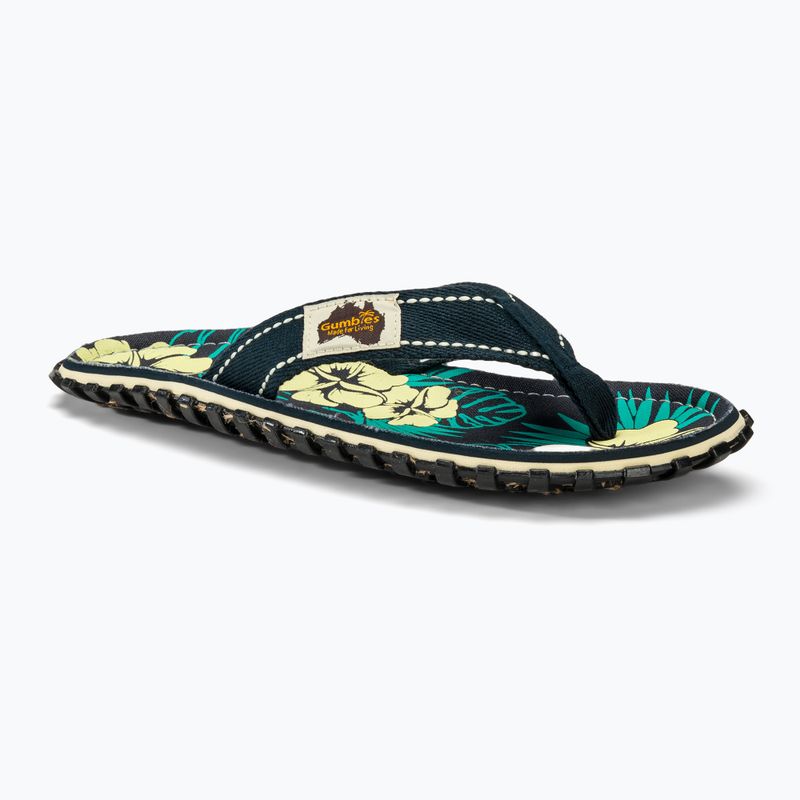 Gumbies Islander blue hibiscus flip flops