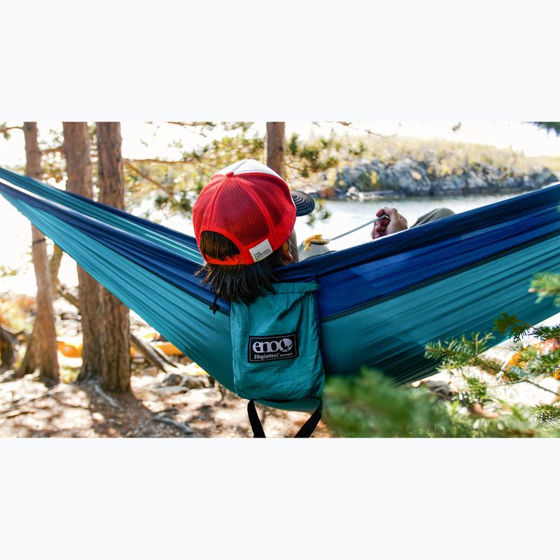 ENO SingleNest seafoam / navy hiking hammock 7