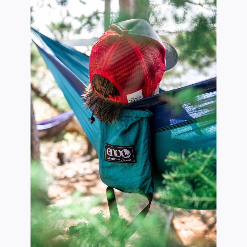 ENO SingleNest seafoam / navy hiking hammock 8