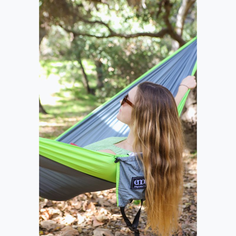 ENO SingleNest hiking hammock grey / chartreuse 7