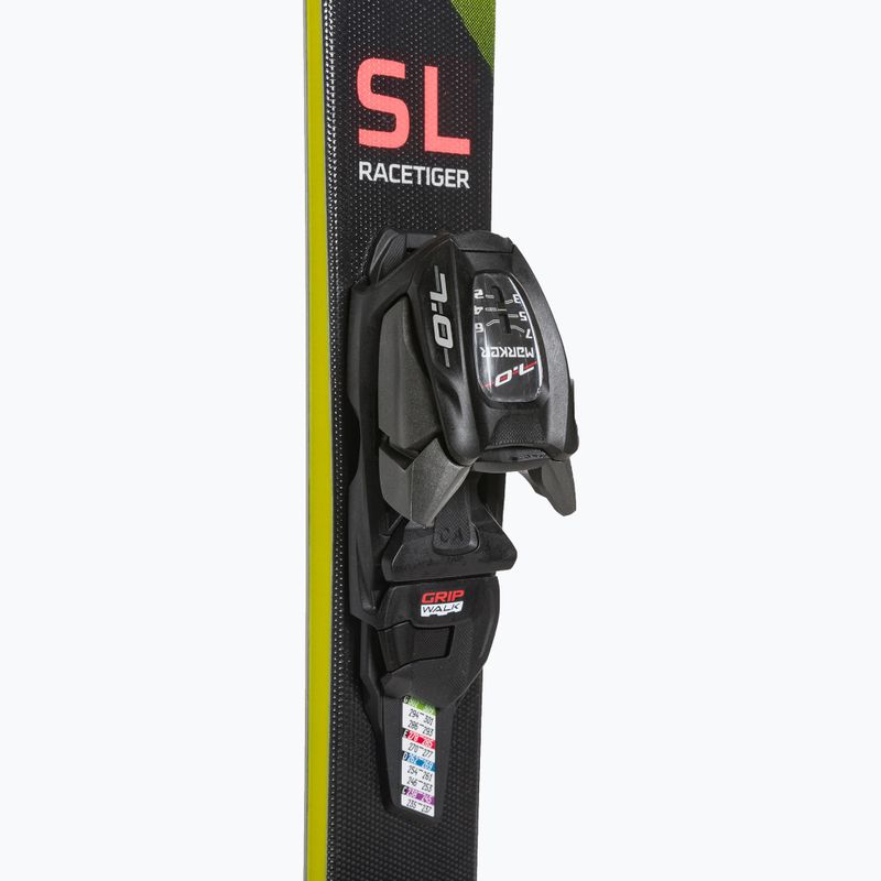 Children's downhill skis Völkl Racetiger Junior Pro + 7.0 VMotion Jr flo yellow/black 4