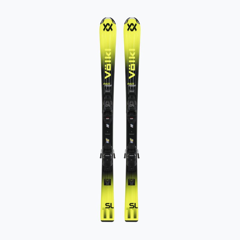 Children's alpine skis Völkl Racetiger Jr Yellow + bindings 7.0 VMotion Jr 130-160 cm black