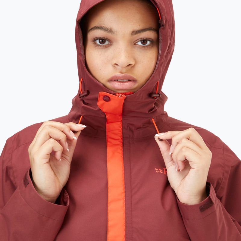 Rab Downpour Eco women's rain jacket orange and maroon QWG-83 4