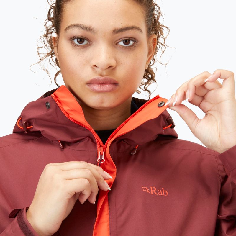 Rab Downpour Eco women's rain jacket orange and maroon QWG-83 6