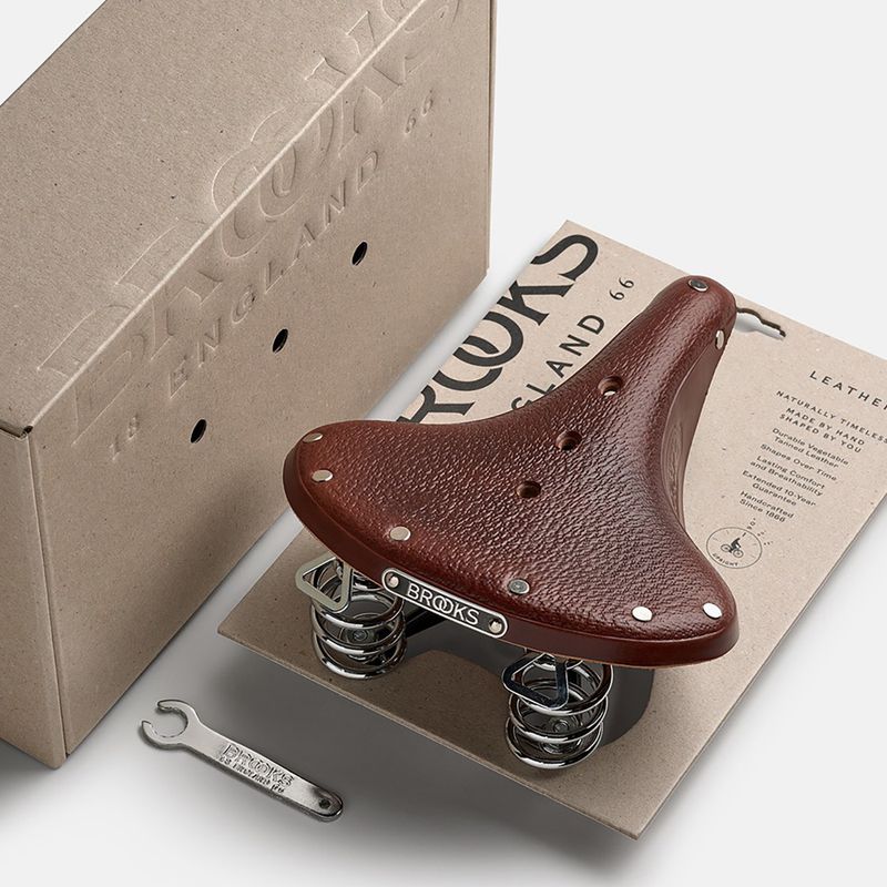 Brooks England B66 Short brown bicycle saddle 8