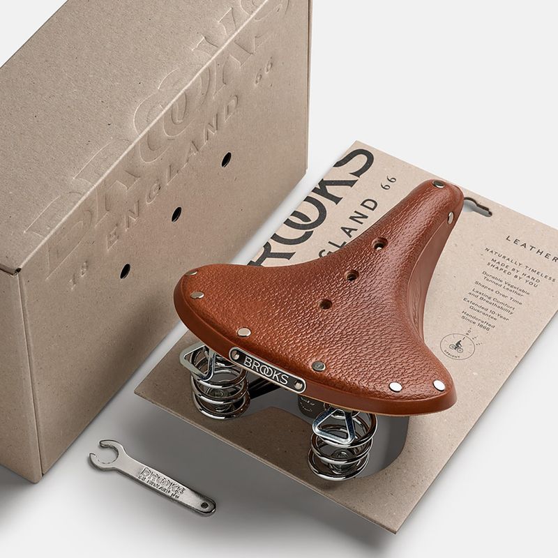 Brooks England B66 Short honey bicycle saddle 8