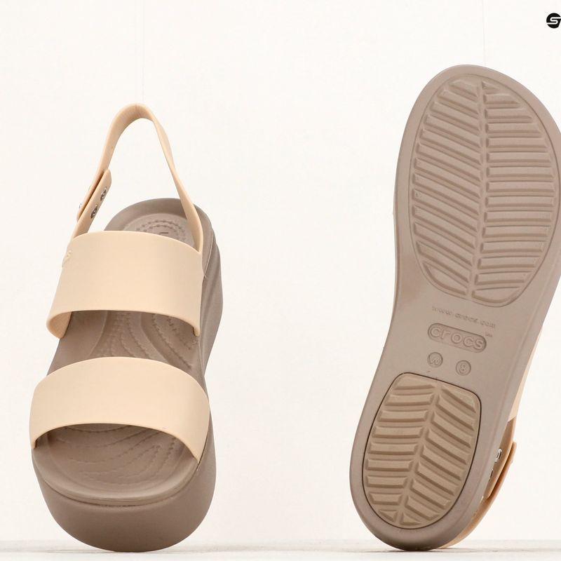 Women's Crocs Brooklyn Met Low Wedge metal champagne sandals 11