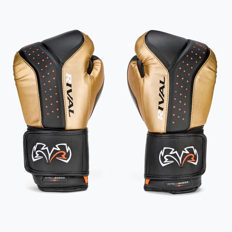 Rival RB10 Intelli-Shock Bag boxing gloves black/gold 2