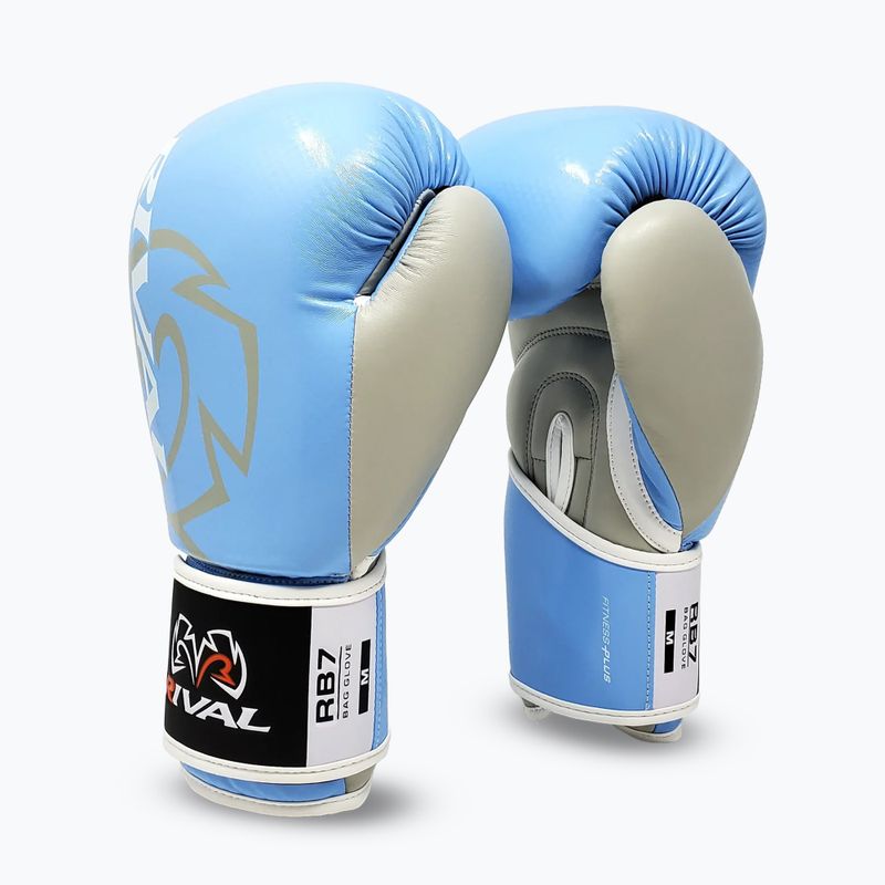 Rival RB7 Fitness Plus Bag baby blue/grey boxing gloves 2