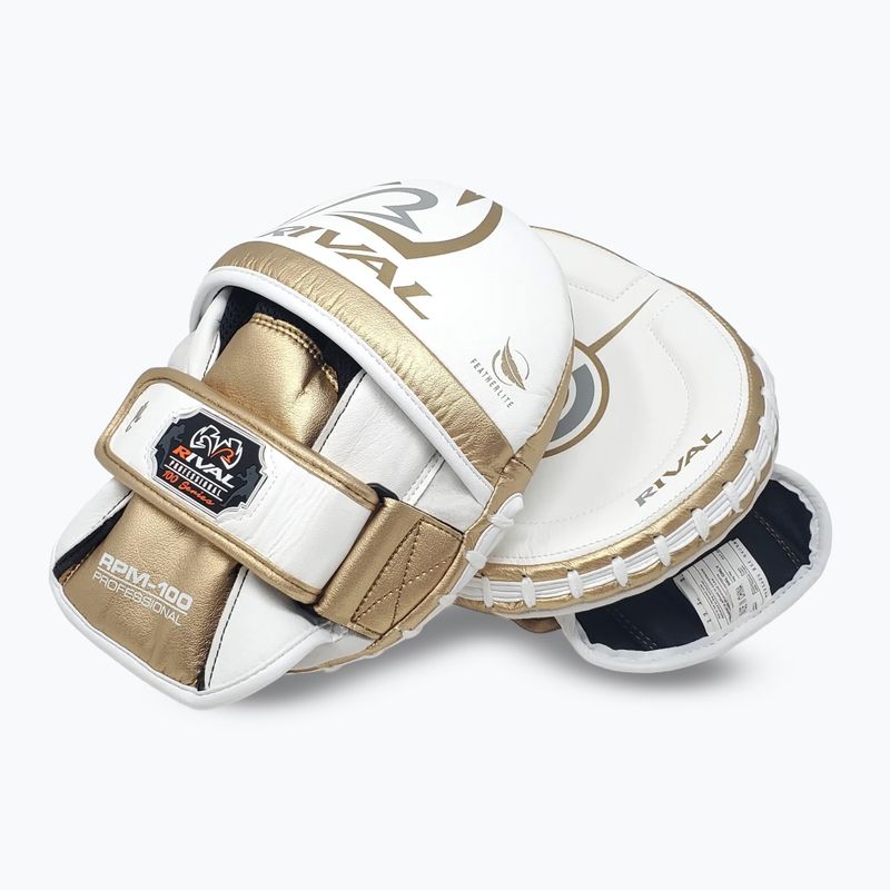 Rival Professional Punch Mitts white/gold trainer paws 3