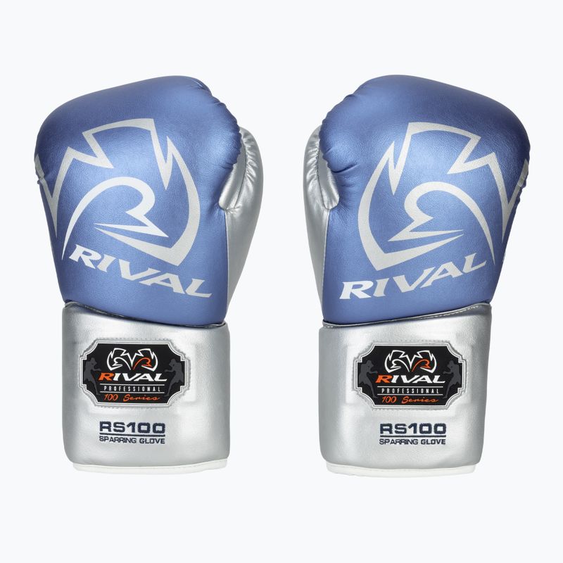 Rival RS100 Professional blue/silver boxing gloves 2