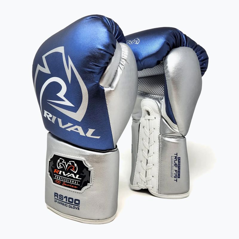 Rival RS100 Professional blue/silver boxing gloves 2