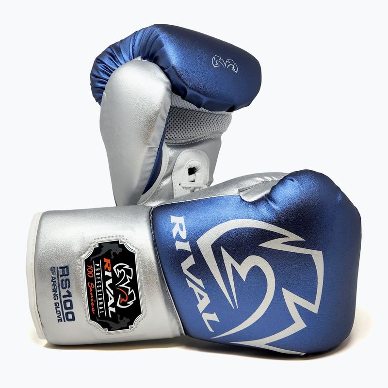Rival RS100 Professional blue/silver boxing gloves 3